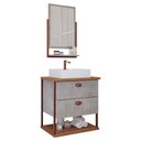 Ver imagem 1 de Gabinete para Banheiro 60 Cm 100% Mdf 2 Gavetas C/ Espelheira Uni Mgm Móveis Cimento/freijo Cimento