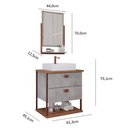 Ver imagem 4 de Gabinete para Banheiro 60 Cm 100% Mdf 2 Gavetas C/ Espelheira Uni Mgm Móveis Cimento/freijo Cimento