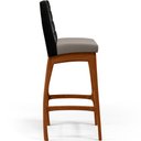 Ver imagem 7 de Kit 03 Banquetas Altas Cozinha Sala de Jantar Fixa Mila B04 Couríssimo Preto Linho Bege - Lyam Decor