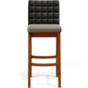 Ver imagem 6 de Kit 03 Banquetas Altas Cozinha Sala de Jantar Fixa Mila B04 Couríssimo Preto Linho Bege - Lyam Decor