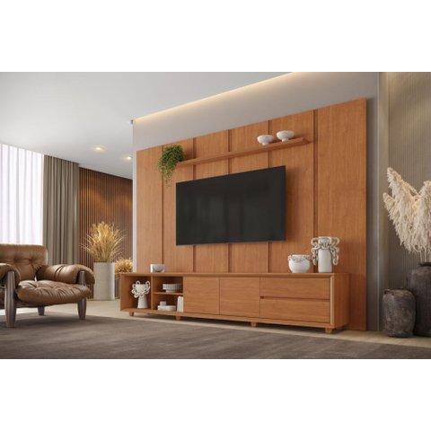 Conjunto Painel Dominus + Rack Premium Naturalle sem Extensão do Rack Mavaular