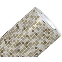 Papel De Parede Adesivo Pastilhas Cozinha Banheiro Lavável Bege Mesclado Autocolante 2,50x0,48mts - 1