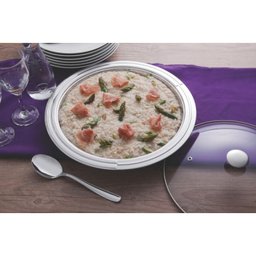Travessa Funda Redonda Inox com Tampa de Vidro Pegador e Colher de Arroz Ciclo Tramontina - 3