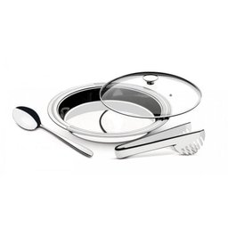 Travessa Funda Redonda Inox com Tampa de Vidro Pegador e Colher de Arroz Ciclo Tramontina - 9