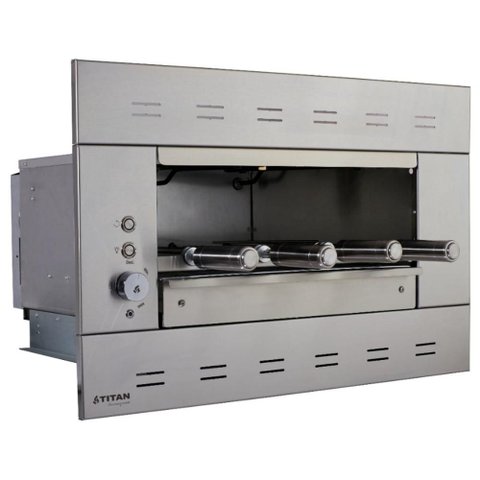 Churrasqueira Elétrica Titan Eletro Rotativo 127V 4 Espetos 3000W Inox Painel Aço Escovado