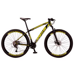 Bicicleta Aro 29 Spaceline Vega 27v Câmbios Importados Freio Hidráulico Preto e Amarelo Tam: 19 - 1