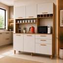Ver imagem 1 de Armário de Cozinha 6 Portas 2 Gavetas 100% MDF Athenas Yescasa Branco/Cinamomo/Off White
