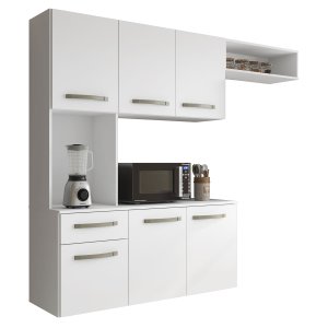 Cozinha Belíssima Armário Balcão Multiuso Suspenso - Branco Brilho