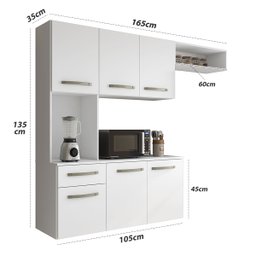 Cozinha Belíssima Armário Balcão Multiuso Suspenso - Branco Brilho - 4