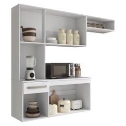 Cozinha Belíssima Armário Balcão Multiuso Suspenso - Branco Brilho - 3