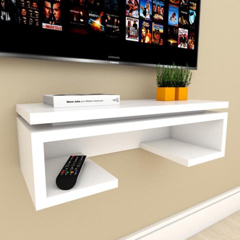 Rack Mini Aparador Branco Off White Moderno Cantinho Café Escritorio Simples Bancada Suspensa