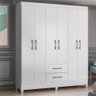 Roupeiro Casal 6 Portas 2 Gavetas Panamá - Moval Branco - 1