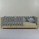 Ver imagem 1 de Cama Infantil Solteirão Base Colorida Madeira Maciça Pinus Grade Cercadinho