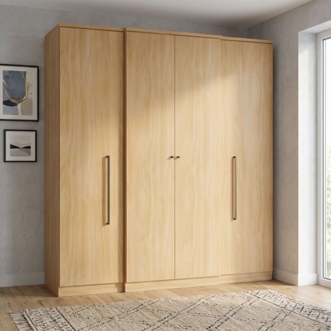 Guarda-Roupa Solteiro 4 Portas e 2 Gavetas 206 x 181cm Splendore Yescasa Marrom Nogal
