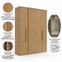 Ver imagem 5 de Guarda-Roupa Solteiro 4 Portas e 2 Gavetas 206 x 181cm Splendore Marrom Nogal