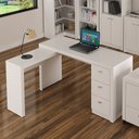 Ver imagem 5 de Mesa Em L Para Escritório 3 Gavetas ME4101 Branco - Tecno Mobili