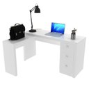 Ver imagem 1 de Mesa Em L Para Escritório 3 Gavetas ME4101 Branco - Tecno Mobili