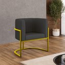 Ver imagem 1 de Poltrona Corino Decorativa Lua Recepção Base Ferro Gold Cor:cinza
