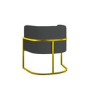 Ver imagem 2 de Poltrona Corino Decorativa Lua Recepção Base Ferro Gold Cor:cinza
