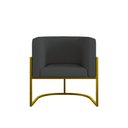Ver imagem 3 de Poltrona Corino Decorativa Lua Recepção Base Ferro Gold Cor:cinza