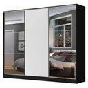 Ver imagem 3 de Guarda Roupa Casal 100% Mdf Madesa Zurique 3 Portas de Correr com Espelhos - Preto/branco