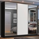 Ver imagem 1 de Guarda Roupa Casal 100% Mdf Madesa Zurique 3 Portas de Correr com Espelhos - Preto/branco
