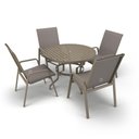 Ver imagem 1 de Mesa 4 Cadeiras Ripado Piscina Alumínio Fendi e Tela Fendi