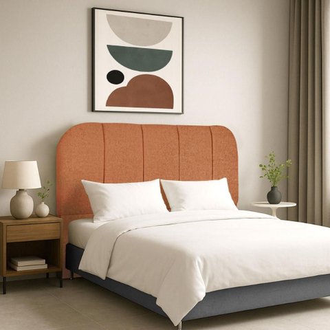 Cabeceira Cama Box Casal 140 Cm Estofada Revestida em Bouclé Elegante