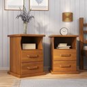 Ver imagem 1 de Kit com 2 Mesa de Cabeceira Slim - 100% Madeira Marrom