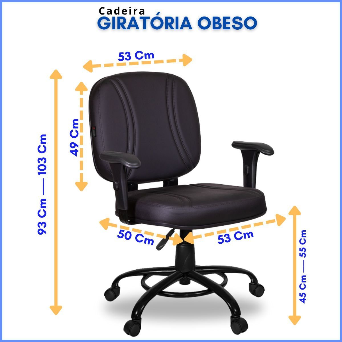 Cadeira Escritório Giratória Obeso Plus Size 200 Kg - 4