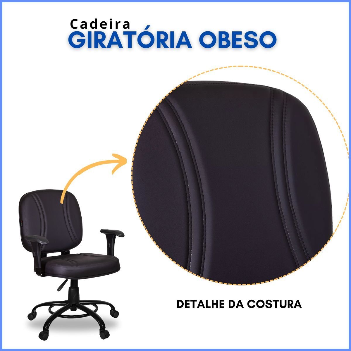 Cadeira Escritório Giratória Obeso Plus Size 200 Kg - 3