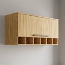 Ver imagem 1 de Armário Aéreo de Cozinha 80cm com 1 Porta Basculante e Mini Adega 100% MDF Itália Espresso Móveis Marrom/Amendoa
