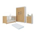 Ver imagem 1 de Quarto de Bebê Completo Berço Americano 3 em 1 Colchão Sonho Multimóveis Mp4635 Branco/madeirado