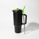 Ver imagem 1 de Copo Térmico 1200ml Ms-972 Inox Portátil Garrafa Inoxidável com Tampa 2 Funções e Canudo Inox:Preto