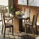 Ver imagem 1 de Conj. Jantar Mesa Tampo Vidro 4 Cadeiras Rustic/crema