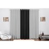 Cortina Lara para varão simples Tecido Oxford 3m Preto/Cinza - 1