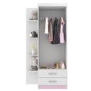 Ver imagem 2 de Guarda-roupa Infantil Atalaia 2 Portas 2 Gavetas com 4 Prateleiras Externas - Branco - Rosa Branco