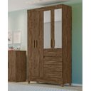 Ver imagem 1 de Guarda Roupa Solteiro Moval Sobral Castanho Wood 4 Portas 4 Gavetas c/ Espelho