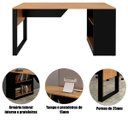 Ver imagem 3 de Mesa para Escritório com Armário Lateral 160 cm Amêndoa/Preto