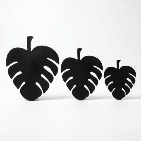 Descanso Panela Kit com 3 Folha Costela Adão Acm Preto Trivet Suporte Cozinha Decoração