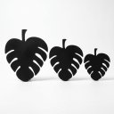 Ver imagem 1 de Descanso Panela Kit com 3 Folha Costela Adão Acm Preto Trivet Suporte Cozinha Decoração