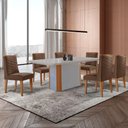 Ver imagem 1 de Mesa de Jantar Isadora 180cm Tampo Mdf Vidro com 6 Cadeiras Veludo Marrom Off White Naturale