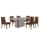 Ver imagem 2 de Mesa de Jantar Isadora 180cm Tampo Mdf Vidro com 6 Cadeiras Veludo Marrom Off White Naturale