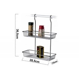 Suporte Retangular Duplo Para Barra De Cozinha - Aço Cromado - 2