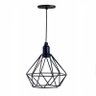 Trio Lustre Luminária Pendente Aramado Diamante Preto - 4