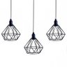 Trio Lustre Luminária Pendente Aramado Diamante Preto - 1