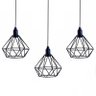 Trio Lustre Luminária Pendente Aramado Diamante Preto - 6