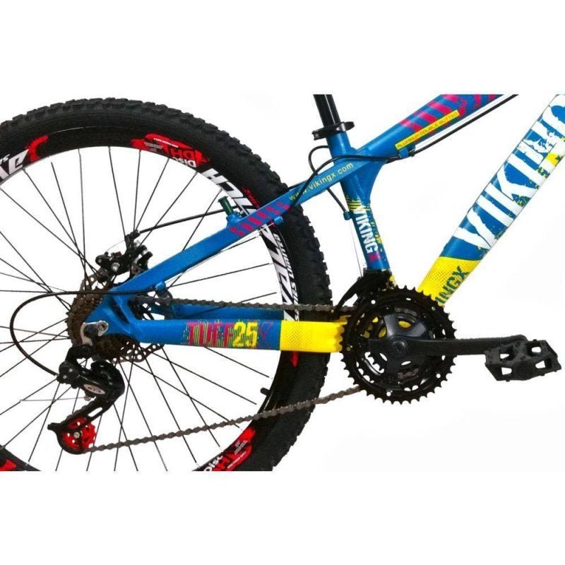 Bicicleta Aro 26 Vikingx X25 21v Shimano Freio A Disco Azul - 9