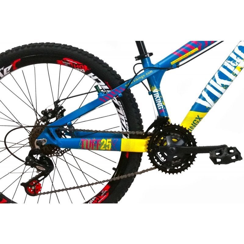 Bicicleta Aro 26 Vikingx X25 21v Shimano Freio A Disco Azul - 4