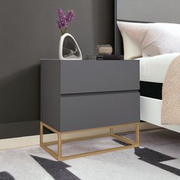 Mesa Cabeceira Eros 2 Gavetas Estilo Industrial com Pés   - 1